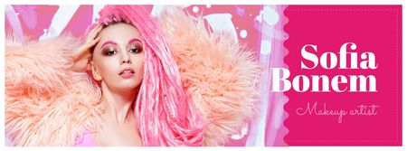 Plantilla de diseño de Young bright woman with Pink Hair Facebook cover 