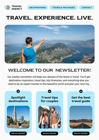 Template di design Nuove offerte di viaggio Newsletter