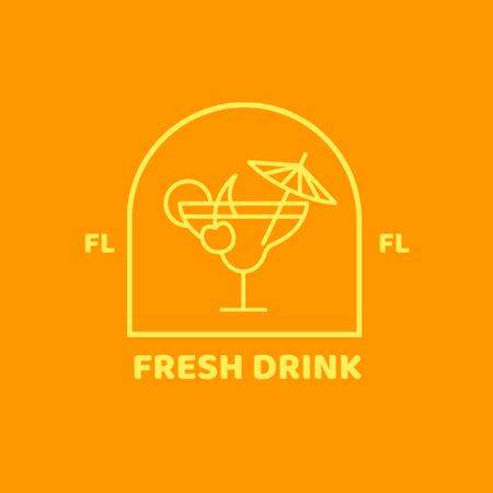 Cafe Ad with Fresh Drink Logo Design Template