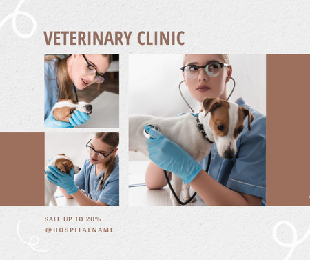 Doctor with Dog at Vet Clinic Facebook Design Template