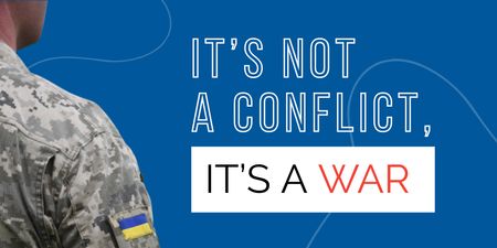 Plantilla de diseño de It's not Conflict,it's War in Ukraine In Blue Twitter 