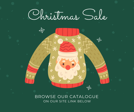 Christmas Sale Offer Warm Knitted Pullover Facebook Design Template