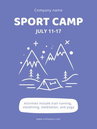Sports Camping in Mountains on Blue Poster US Πρότυπο σχεδίασης