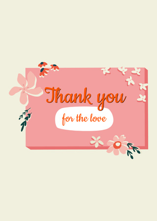 Thankful Phrase With Flowers Illustration Postcard A6 Vertical Design Template
