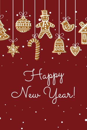 Bayram Kurabiyeleri İle Yeni Yıl Tebrikleri Postcard 4x6in Vertical Tasarım Şablonu