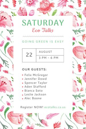 Ecological Event Announcement Watercolor Flowers Pattern Tumblr Design Template