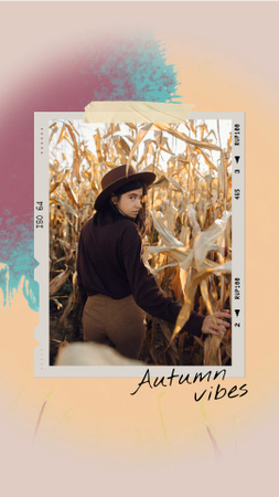 Autumn Inspiration with Stylish Young Girl Instagram Video Story Šablona návrhu