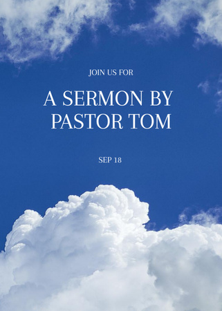 Modèle de visuel Church Sermon announcement on blue sky - Flayer