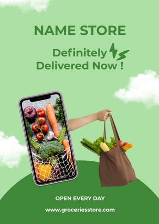 Grocery Delivery Services App Flayer Design Template