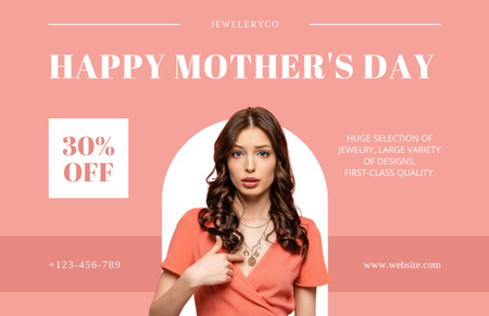 Mother's Day Promo of Precious Jewelry Thank You Card 5.5x8.5in – шаблон для дизайну