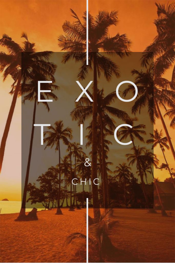 Exotic Tropical Resort Palms in Orange Tumblr Design Template