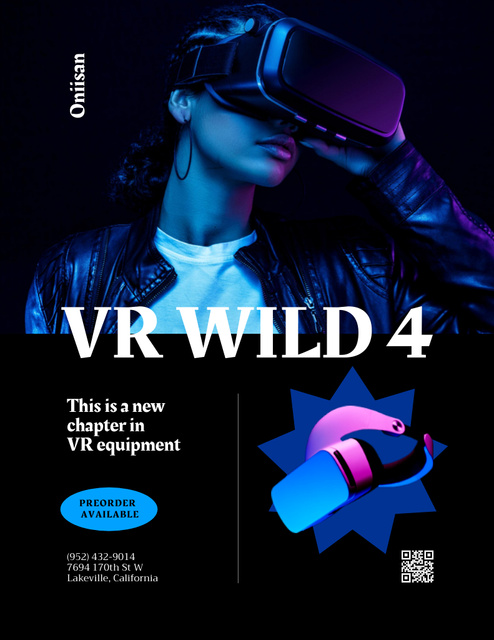 Ontwerpsjabloon van Poster 8.5x11in van Young Woman Offering Sale of VR Equipment