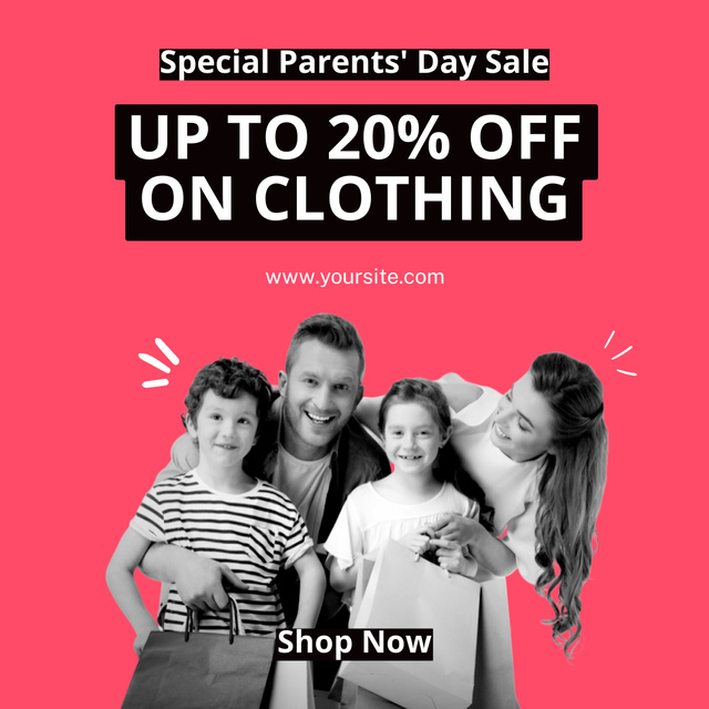 Parent's Day Sale Announcement With Discounts On Clothing Instagram Πρότυπο σχεδίασης