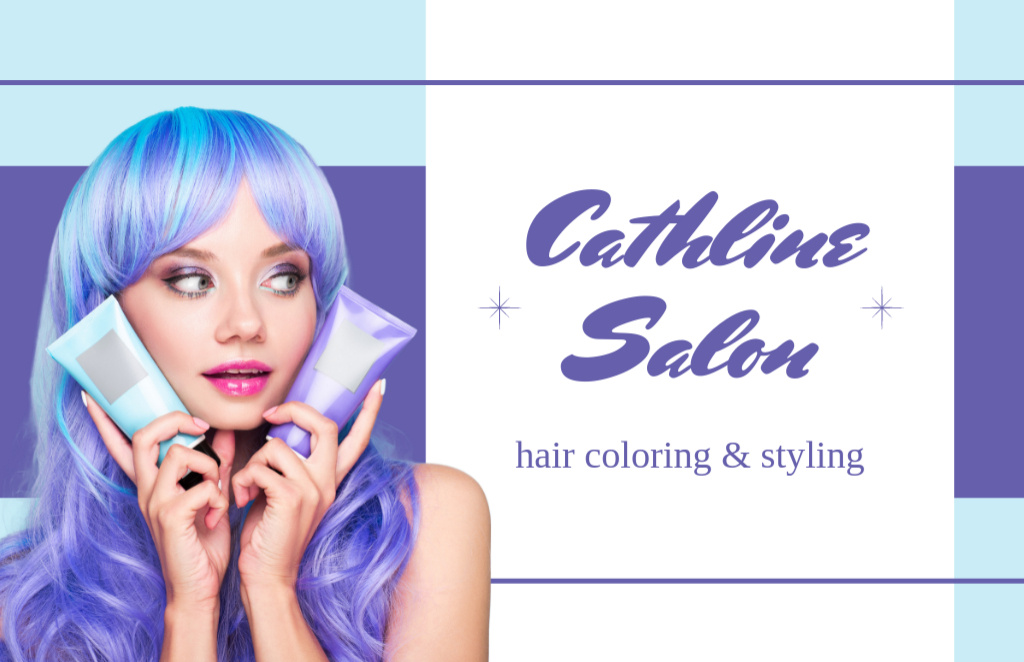 Hair Coloring and Styling Salon Business Card 85x55mm Tasarım Şablonu