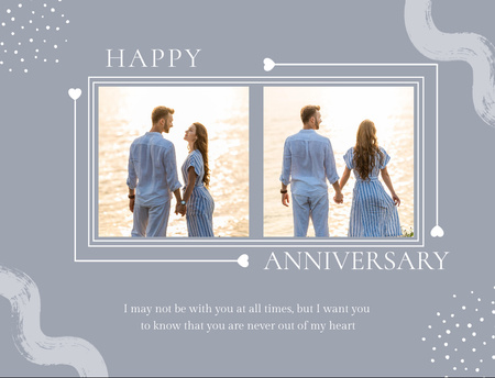 Platilla de diseño Wedding Couple Celebrating Anniversary on Beach Postcard 4.2x5.5in