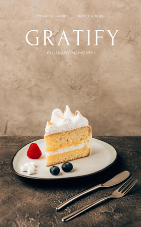 Bakery Ad with Piece of Cake Book Cover Modelo de Design