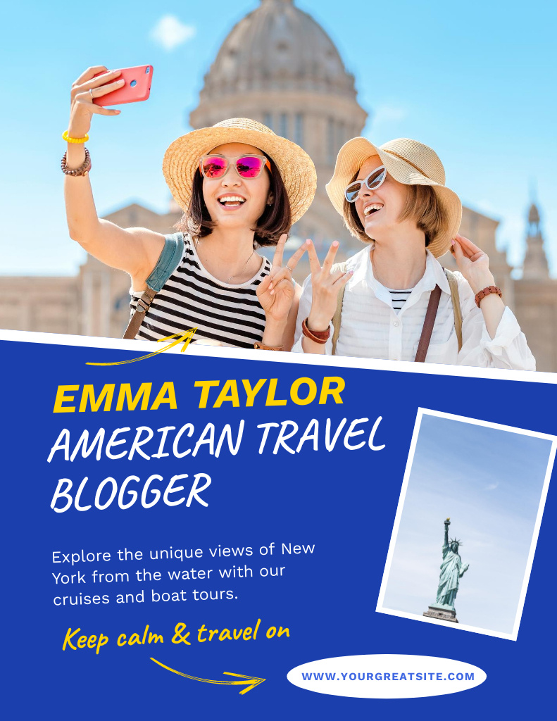 Tourists in City taking Selfies Poster 8.5x11in Design Template