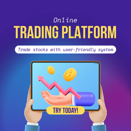 Modèle de visuel Plateforme en ligne facile à utiliser pour le trading d'actions - Animated Post