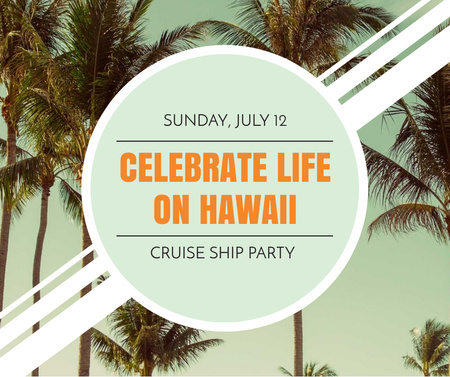 Designvorlage Hawaii Trip Offer with Palm Trees für Facebook