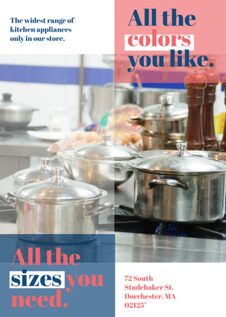 Kitchen Utensils Store Ad Pots on Stove Flayer Modelo de Design