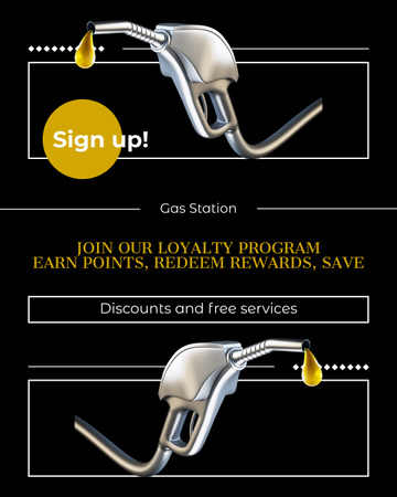 Benzin İstasyonundan Sadakat Programı Teklifi Instagram Post Vertical Tasarım Şablonu