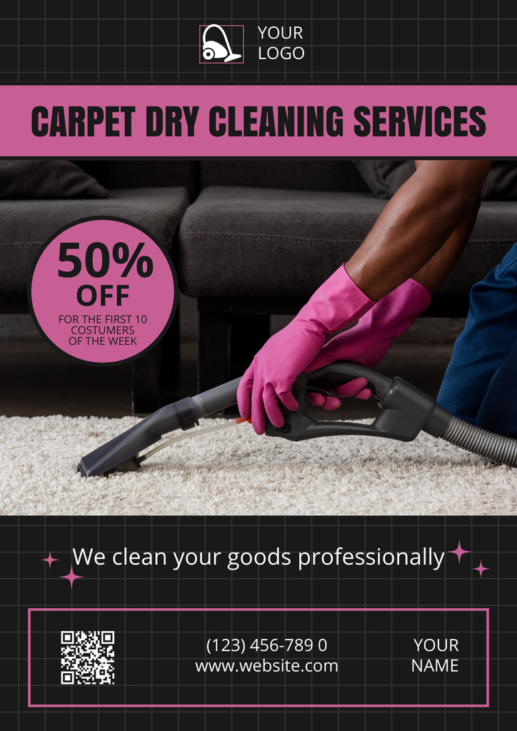 Discount Offer on Carpet Cleaning Services Poster Tasarım Şablonu
