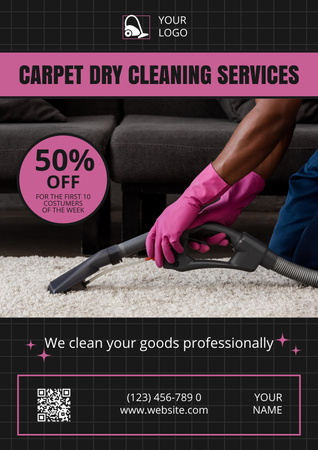 Oferta de desconto em serviços de limpeza de carpetes Poster Modelo de Design