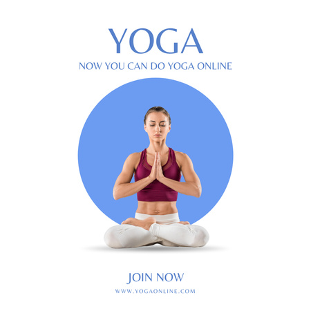 Yoga Class Ad with Woman in Lotus Pose Instagram Design Template