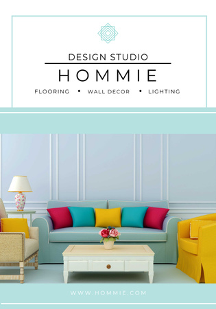 Design studio advertisement with Bright Interior Poster 28x40in Design Template