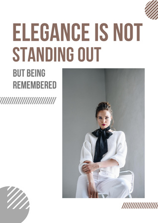 Modèle de visuel Quote about Elegance with Stylish Woman - Poster
