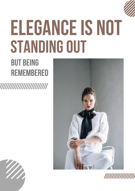 Quote about Elegance with Stylish Woman Poster Design Template