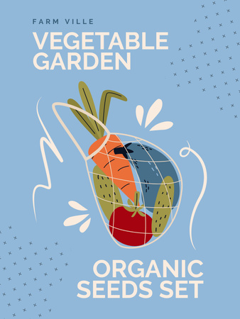 Illustration of Vegetables in Eco Bag in Blue Poster USデザインテンプレート