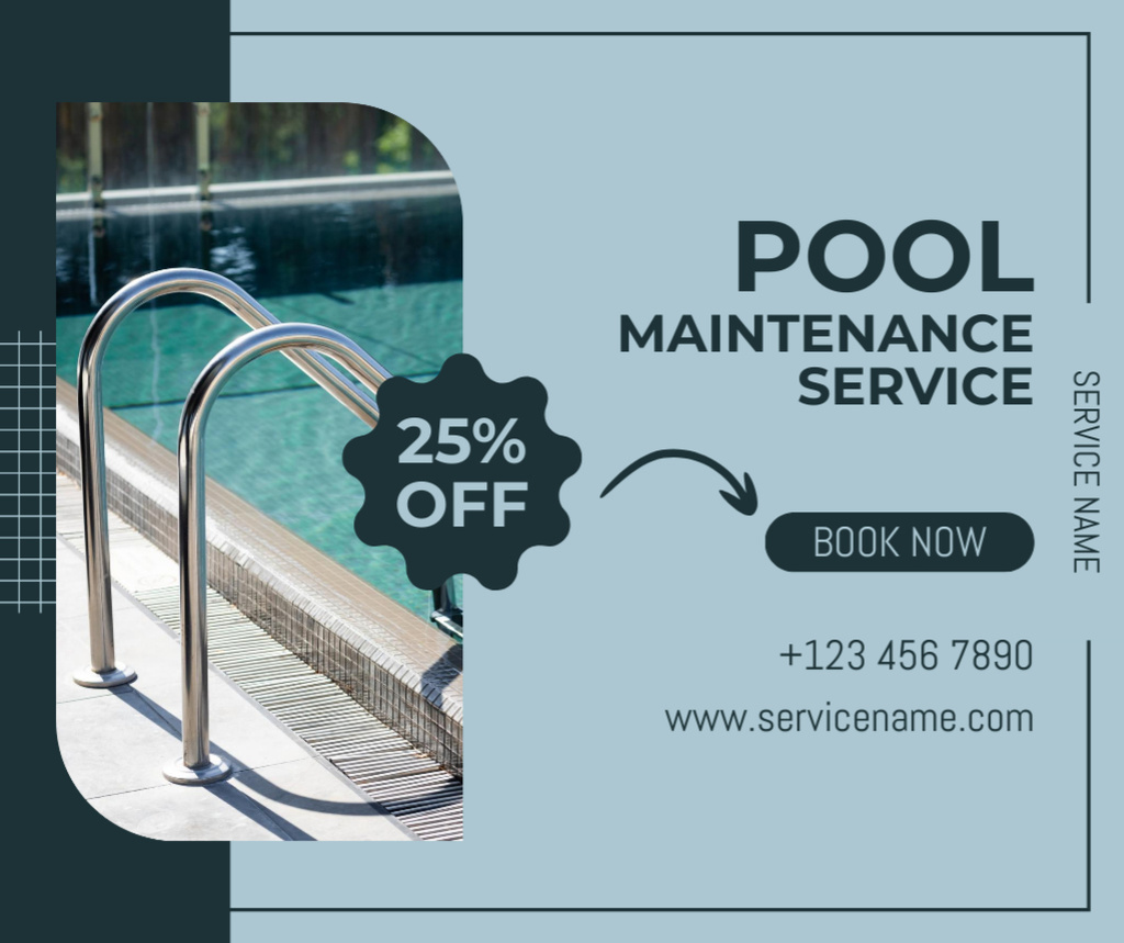 Ad of Discounts on Pool Maintenance Services Facebookデザインテンプレート