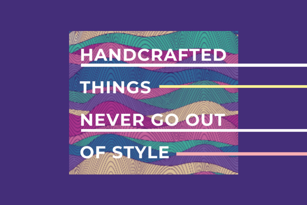 Handcraft Quote With Colorful Lines in Purple Postcard 4x6inデザインテンプレート