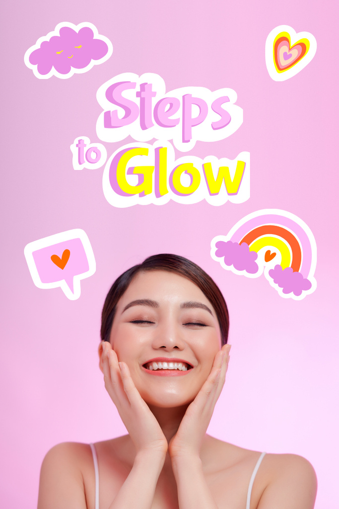 Skincare Offer with Cute Young Girl Pinterest Šablona návrhu