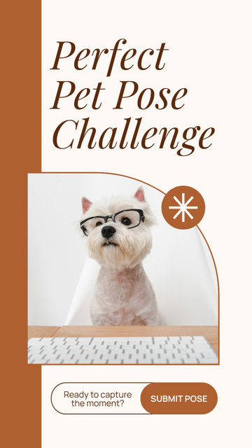 Designvorlage Awesome Pet Pose Challenge With Cute Dog für Instagram Story