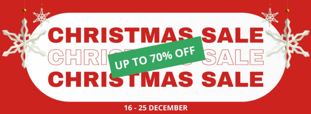 Modèle de visuel Christmas Sale Offer Red Plain - Facebook cover