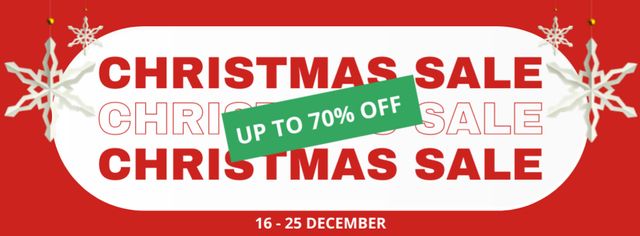 Christmas Sale Offer Red Plain Facebook cover Design Template