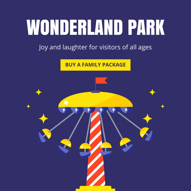 Designvorlage Joyful Attractions In Amusement Park für Instagram