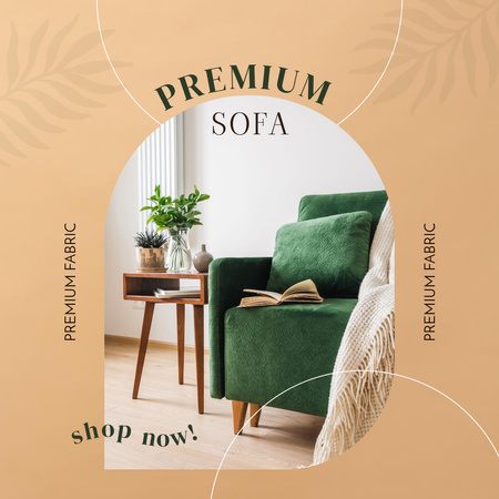 Designvorlage Premuim Sofa Promotion in Green für Instagram