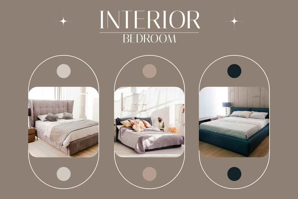 Neutral Bedroom Interiors in Beige Mood Board Πρότυπο σχεδίασης