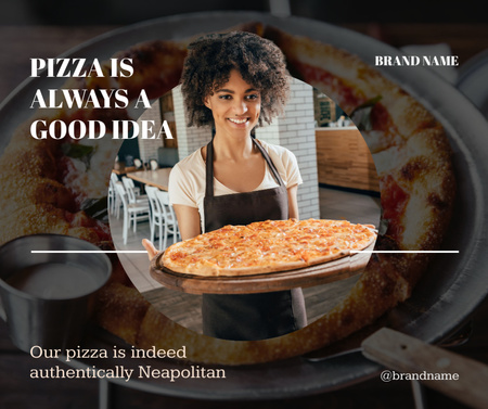 Plantilla de diseño de Anuncio de pizzería con mujer joven Facebook 