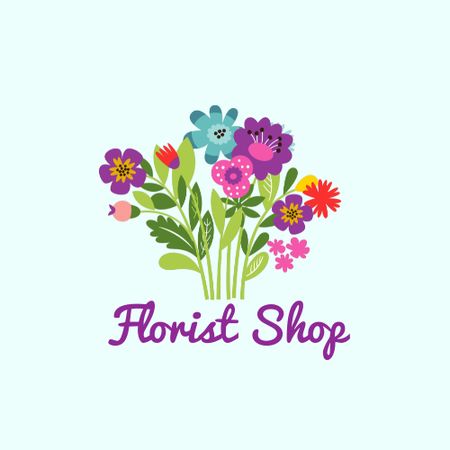 Flower Shop Emblem Animated Logo Design Template
