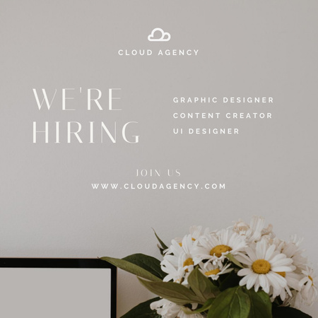 Hiring Offers with Flowers Instagram Design Template