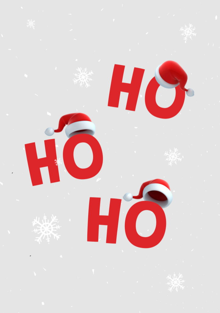 Christmas Cheers with Ho-Ho-Ho and Santa Hats Postcard A5 Vertical Πρότυπο σχεδίασης