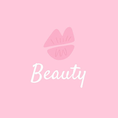 Beauty Salon Ad with Lips Logo 1080x1080px Šablona návrhu