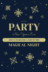 New Year Party Announcement With Snowflakes in Blue