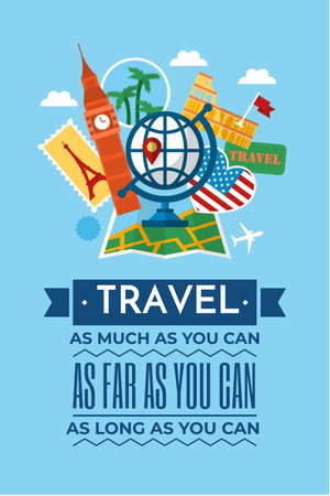 Ontwerpsjabloon van Pinterest van Travel motivational slogan