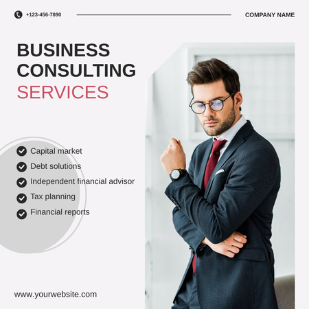 Platilla de diseño Business Consulting Services with Thoughtful Businessman Instagram