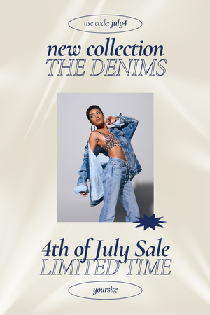 New Denim Collection Offer Layout with Photo Pinterest Design Template